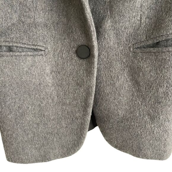 Babaton Charcoal Grey Wool Blazer with Black Faux Leather Sleeves Size 0 - Picture 6 of 8